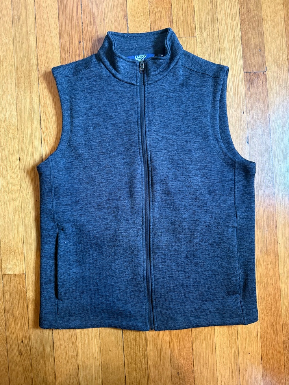 Lands' End charcoal Zip-Front Sweater Vest